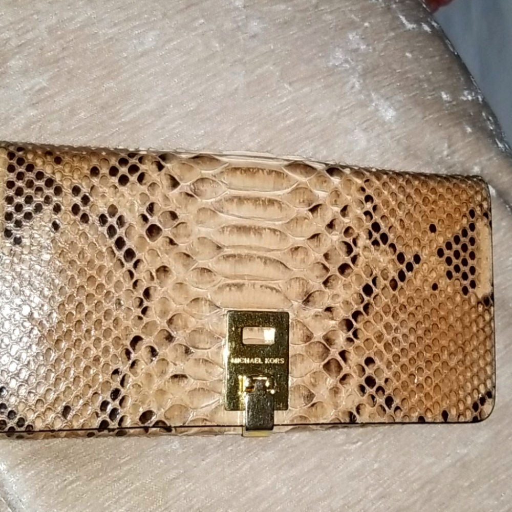 Michael Kors Clutch Anaconda Python Miranda Conti… - image 3